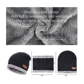 HORSE FIT Winter Beanie Cap for Men, and Women Wool Knitted Hat with Woolen Neck Warmer Scarf Muffler Multi Color - One Size