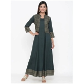 KIPEK - Green Rayon Womens Jacket Style Kurti - XXL