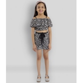 Kids Cave two piece dress for girls top with shorts fabric-printed summer cool (Color_Black, Size_3 Years to 12 Years) - None