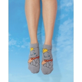 Balenzia X Disney Character Cushioned Ankle socks for women-Dumbo (Pack of 1 Pair/1U)-Grey-Stretchable from 19 cm to 30 cm / 1 N / GREY