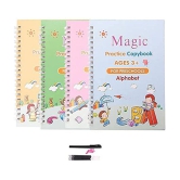 Sank Magic Practice Copybook, Number Tracing Book for Preschoolers with Pen, Magic Calligraphy Copybook Set Practical Reusable Writing Tool Simple Hand Lettering (4 Books + 5 Refill)