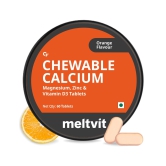 Meltvit Chewable Calcium Tablets 1000mg with Vitamin D3, Magnesium & Zinc Tablets | Water Soluble Calcium Citrate Malate 1000mg with Stabilised D3 - 60 Veg Tablets-Orange