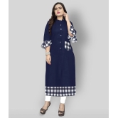 Lerkiza - Blue Cotton Womens Straight Kurti - 4XL