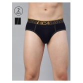 IC4 - Black Cotton Blend Men's Briefs ( Pack of 2 ) - XXL