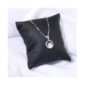 Silver Shine Silver Plated Chain with Solitaire Diamond in Circle Pendant for Women - Silver