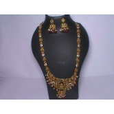 Indian Traditional Gold Plated Kundan Meenakari Necklace Set With Earrings