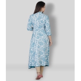 HIGHLIGHT FASHION EXPORT - Blue Rayon Women''s Front Slit Kurti ( Pack of 1 ) - XL