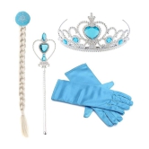 FOK Princess Fairy Dress Set - Head Gear Tiara, Crown, Wand, Gloves, Braid Hair Wig