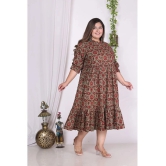 Swasti Cotton Blend Printed Anarkali Womens Kurti - Rust ( Pack of 1 ) - None