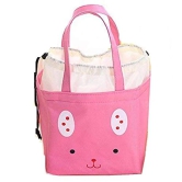 Nidy Lovely Animal Drawstring Fashion Portable Cartoon Cute Insulated Lunch Bag Thermal Women Food Picnic Lunch Bags for School Students Tote Bags (Pink)