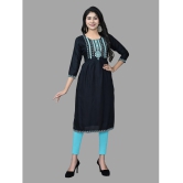 HAYA - Black Rayon Women''s A-line Kurti ( Pack of 1 ) - None