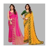 Kashvi Sarees Georgette Printed Saree With Blouse Piece - Multicolor ( Pack of 2 ) - Multicolor