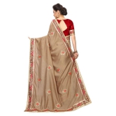 offline selection - Beige Silk Blend Saree With Blouse Piece (Pack of 1)