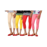 BEIGE,YELLOW AND RED COLOURS CAPRI LEGGINGS FOR GIRLS - 2-3 Years