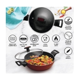 Milton Pro Cook Granito Induction Kadhai With Glass Lid, 30 cm / 4.9 Litre, Maroon