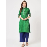 Pannkh Womens Festive Placket Embroidered Kurta With Contrasting Pants - None