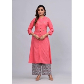 MAUKA Rayon Embroidered Kurti With Palazzo Womens Stitched Salwar Suit - Pink ( Pack of 1 ) - None