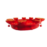 Handmade Red Clay Diwali Diya Set - Decorative Items