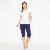 Women's Plain Knitted Capri - Navy Astral Aura 2XL