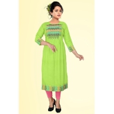 haya fashion - Lime Green Rayon Women's Straight Kurti ( Pack of 1 ) - None