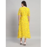 Curvydrobe Georgette Printed Full Length Womens Fit & Flare Dress - Yellow ( Pack of 1 ) - None