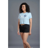 Skeleton Printed Sky Blue Crop Top for Women XXL