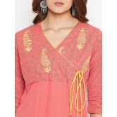 Women Peach-Coloured & begonia Ethnic Motifs Embroidered Thread Work Kurta