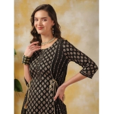 Rangita Women Black Rayon Ethnic Printed Calf Length A-Line Kurti - None