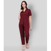 Smarty Pants - Maroon Silk Womens Nightwear Nightsuit Sets ( Pack of 1 ) - S