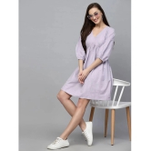 Stylum Cotton Blend Striped Above Knee Womens Fit & Flare Dress - Lavender ( Pack of 1 ) - None