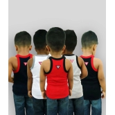 HAP KINGS BOYS Grey, Blue, Red, Black & White RIB VEST Pack of 5 - None