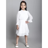 MINI & MING Girls Mock Neck Bell Sleeves Georgette Fit & Flare Dress