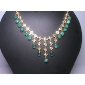 Stunning Emerald and Diamond Necklace Set in 14K White Gold