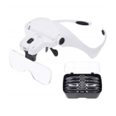 Rangwell  LED Illuminated Headband Magnifier with Cleaning oth- 1X to 3.5X ZooClm with 5 Detachable Lenses - Hands Free Head Worn Lighted Magnifying Glass for Inspecting & Electronic Repair