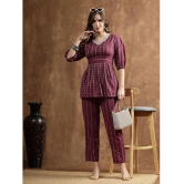 Stylum Wine Self Design Pant Top Set - None