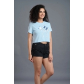 Skeleton Printed Sky Blue Crop Top for Women XXL