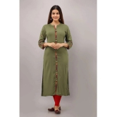 Preksha - Olive Rayon Womens Front Slit Kurti ( Pack of 1 ) - None