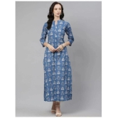 Divena Blue Cotton Straight Kurti - Single - 5XL