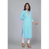 HIGHLIGHT FASHION EXPORT - Light Blue Cotton Blend Womens Straight Kurti ( Pack of 1 ) - None