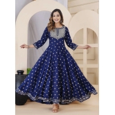 Lee Moda Rayon Embroidered Anarkali Womens Kurti - Blue ( Pack of 1 ) - None