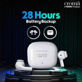 Croma IN 101 TWS Earbuds with Passive Noise Cancellation (IPX4 Water Resistant, 28 Hours Playback White)