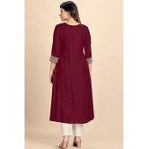 Glomee Rayon Embroidered Nayra Women's Kurti - Maroon ( Pack of 1 ) - None