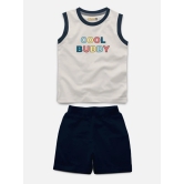 Sleeveless Printed Tshirt with Comfy Solid Shorts for Infants & Boys - Pack of 2 (1 T-shirt & 1 short)