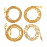 AanyaCentric Combo of 4 Gold Plated 22inches Long Fashion Chain - None