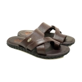 ASIAN Brown Mens Leather Slipper - None