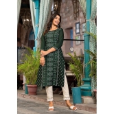 Juniper Rayon Printed Straight Womens Kurti - Green ( Pack of 1 ) - None