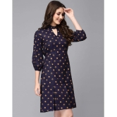 Selvia Crepe Printed Midi Womens A-Line Dress - Navy Blue ( Pack of 1 ) - None