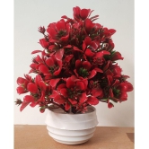 BAARIG - Red Wild Artificial Plants Bunch ( Pack of 1 )