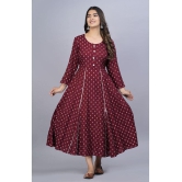 Smien - Maroon Rayon Women's Flared Kurti ( Pack of 1 ) - None