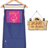 Indigifts Mummy Da Dhaba Wall Hanging 8X12.5 Inches & Blue Kitchen Apron 26x30 inches - Mom-Mummy-Maa-Birthday, Kitchen Door Sign, Cute Designer Gift for Mom, Unique Gift Idea